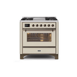 ILVE 36 Inch Majestic II Series Dual Fuel Natural Gas Range with 6 Burners and Griddle with 3.5 cu. ft. Oven Capacity TFT Oven Control Display (UM09FDNS3)