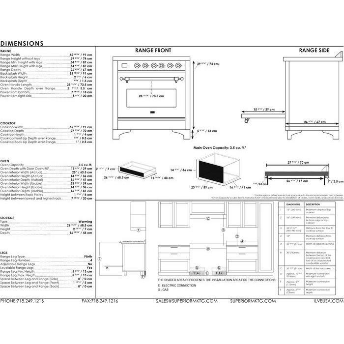 ILVE 36 Inch Majestic II Series Induction Range with 5 Elements 3.5 cu. ft. Oven Capacity TFT Oven Control Display Solid Door - UMI09QNS3