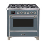 ILVE 36" Majestic II Series Dual Fuel Gas Range with 6 Burners with 3.5 cu. ft. Oven Capacity TFT Oven Control Display - UM096DNS3