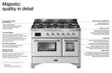ILVE 36" Majestic II Series Dual Fuel Gas Range with 6 Burners with 3.5 cu. ft. Oven Capacity TFT Oven Control Display - UM096DNS3