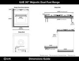 ILVE 36" Majestic II Series Dual Fuel Gas Range with 6 Burners with 3.5 cu. ft. Oven Capacity TFT Oven Control Display - UM096DNS3