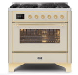 ILVE 36" Majestic II Series Dual Fuel Gas Range with 6 Burners with 3.5 cu. ft. Oven Capacity TFT Oven Control Display - UM096DNS3
