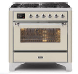 ILVE 36" Majestic II Series Dual Fuel Gas Range with 6 Burners with 3.5 cu. ft. Oven Capacity TFT Oven Control Display - UM096DNS3