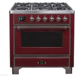 ILVE 36" Majestic II Series Dual Fuel Gas Range with 6 Burners with 3.5 cu. ft. Oven Capacity TFT Oven Control Display - UM096DNS3