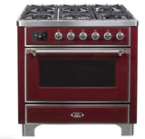 ILVE 36" Majestic II Series Dual Fuel Gas Range with 6 Burners with 3.5 cu. ft. Oven Capacity TFT Oven Control Display - UM096DNS3