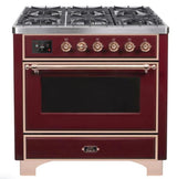ILVE 36" Majestic II Series Dual Fuel Gas Range with 6 Burners with 3.5 cu. ft. Oven Capacity TFT Oven Control Display - UM096DNS3