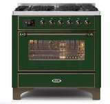 ILVE 36" Majestic II Series Dual Fuel Gas Range with 6 Burners with 3.5 cu. ft. Oven Capacity TFT Oven Control Display - UM096DNS3