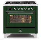 ILVE 36" Majestic II Series Dual Fuel Gas Range with 6 Burners with 3.5 cu. ft. Oven Capacity TFT Oven Control Display - UM096DNS3