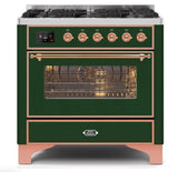 ILVE 36" Majestic II Series Dual Fuel Gas Range with 6 Burners with 3.5 cu. ft. Oven Capacity TFT Oven Control Display - UM096DNS3