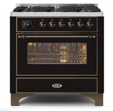 ILVE 36" Majestic II Series Dual Fuel Gas Range with 6 Burners with 3.5 cu. ft. Oven Capacity TFT Oven Control Display - UM096DNS3