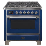 ILVE 36" Majestic II Series Dual Fuel Gas Range with 6 Burners with 3.5 cu. ft. Oven Capacity TFT Oven Control Display - UM096DNS3