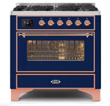 ILVE 36" Majestic II Series Dual Fuel Gas Range with 6 Burners with 3.5 cu. ft. Oven Capacity TFT Oven Control Display - UM096DNS3