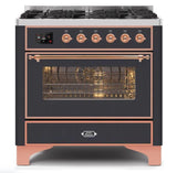 ILVE 36" Majestic II Series Dual Fuel Gas Range with 6 Burners with 3.5 cu. ft. Oven Capacity TFT Oven Control Display - UM096DNS3