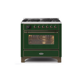 ILVE 36" Majestic II Series Dual Fuel Gas Range with 6 Burners with 3.5 cu. ft. Oven Capacity TFT Oven Control Display - UM096DNS3