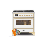 ILVE 36" Majestic II Series Dual Fuel Gas Range with 6 Burners with 3.5 cu. ft. Oven Capacity TFT Oven Control Display - UM096DNS3
