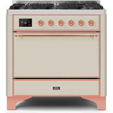 ILVE 36 Inch Majestic II Series Dual Fuel Range Gas/Propane with 6 Sealed Burners - UM096DQNS3