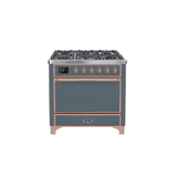 ILVE 36 Inch Majestic II Series Dual Fuel Range Gas/Propane with 6 Sealed Burners - UM096DQNS3