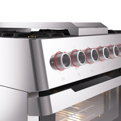 ILVE 36" Panoramagic Freestanding Single Oven Dual Fuel Range with 5 Sealed Burners and Griddle UPM09FDS3