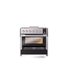 ILVE 36" Panoramagic Freestanding Single Oven Dual Fuel Range with 5 Sealed Burners and Griddle UPM09FDS3