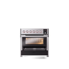 ILVE 36"Panoramagic Series Freestanding Electric Double Oven Range with 5 Elements, Triple Glass Cool Door, Convection Oven, TFT UPMI09S3