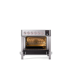ILVE 36"Panoramagic Series Freestanding Electric Double Oven Range with 5 Elements, Triple Glass Cool Door, Convection Oven, TFT UPMI09S3