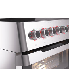 ILVE 36"Panoramagic Series Freestanding Electric Double Oven Range with 5 Elements, Triple Glass Cool Door, Convection Oven, TFT UPMI09S3
