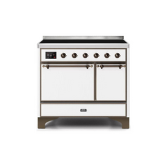 ILVE 40 Inch Majestic II Series Induction Range with 6 Elements Dual Ovens TFT Control Display Solid Oven Door (UMDI10QNS3)