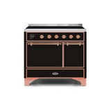 ILVE 40 Inch Majestic II Series Induction Range with 6 Elements Dual Ovens TFT Control Display Solid Oven Door - UMDI10QNS3