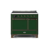 ILVE 40 Inch Majestic II Series Induction Range with 6 Elements Dual Ovens TFT Control Display Solid Oven Door - UMDI10QNS3