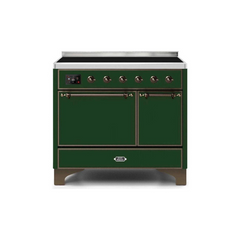 ILVE 40 Inch Majestic II Series Induction Range with 6 Elements Dual Ovens TFT Control Display Solid Oven Door (UMDI10QNS3)