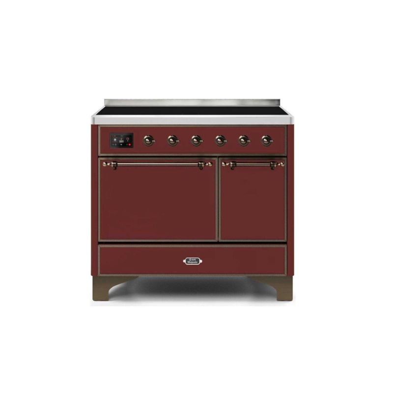 ILVE 40 Inch Majestic II Series Induction Range with 6 Elements Dual Ovens TFT Control Display Solid Oven Door - UMDI10QNS3