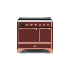 ILVE 40 Inch Majestic II Series Induction Range with 6 Elements Dual Ovens TFT Control Display Solid Oven Door (UMDI10QNS3)