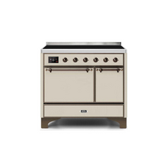 ILVE 40 Inch Majestic II Series Induction Range with 6 Elements Dual Ovens TFT Control Display Solid Oven Door (UMDI10QNS3)