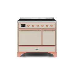 ILVE 40 Inch Majestic II Series Induction Range with 6 Elements Dual Ovens TFT Control Display Solid Oven Door (UMDI10QNS3)