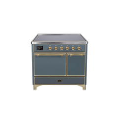 ILVE 40 Inch Majestic II Series Induction Range with 6 Elements Dual Ovens TFT Control Display Solid Oven Door (UMDI10QNS3)