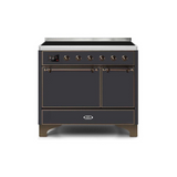 ILVE 40 Inch Majestic II Series Induction Range with 6 Elements Dual Ovens TFT Control Display Solid Oven Door - UMDI10QNS3