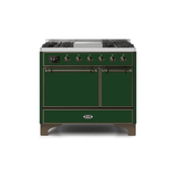 ILVE 40 Inch Majestic II Series Natural/ Propane Gas Burner and Electric Oven Range with 6 Sealed Burners - UMD10FDQNS3
