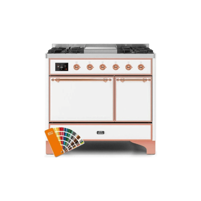 ILVE 40 Inch Majestic II Series Natural/ Propane Gas Burner and Electric Oven Range with 6 Sealed Burners - UMD10FDQNS3