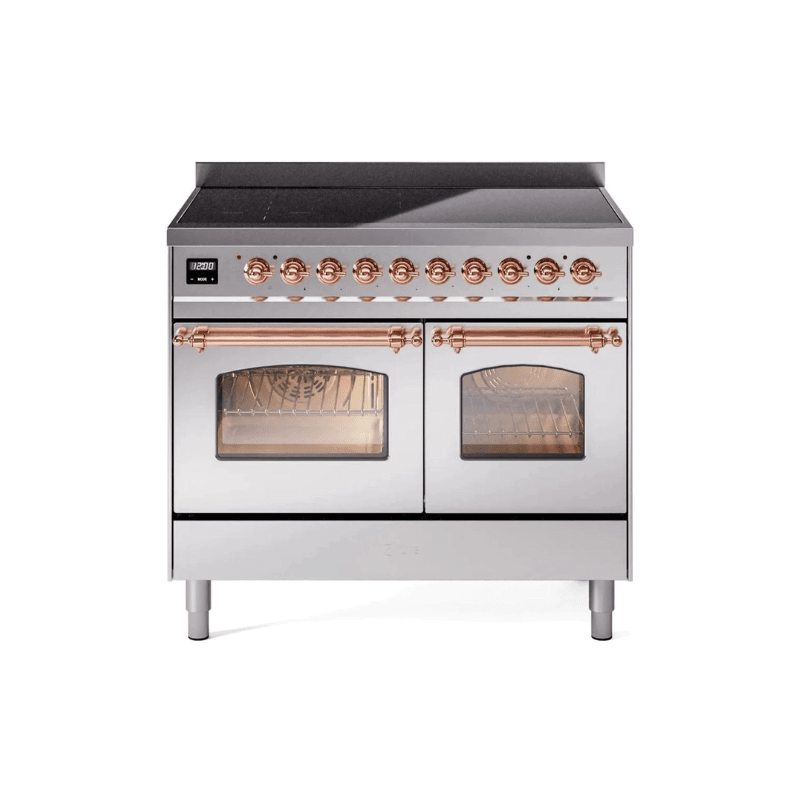 ILVE 40" Nostalgie II Series Freestanding Electric Double Oven Range with 6 Elements, Triple Glass Cool Door, Convection Oven, TFT Oven Control Display and Child Lock - UPDI406NMP