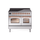 ILVE 40" Nostalgie II Series Freestanding Electric Double Oven Range with 6 Elements, Triple Glass Cool Door, Convection Oven, TFT Oven Control Display and Child Lock - UPDI406NMP
