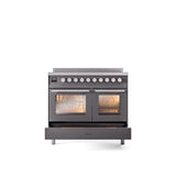 ILVE 40" Professional Plus II Series Freestanding Electric Double Oven Range with 5 Elements, Triple Glass Cool Door - UPDI406WMP