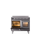 ILVE 40" Professional Plus II Series Freestanding Electric Double Oven Range with 5 Elements, Triple Glass Cool Door - UPDI406WMP