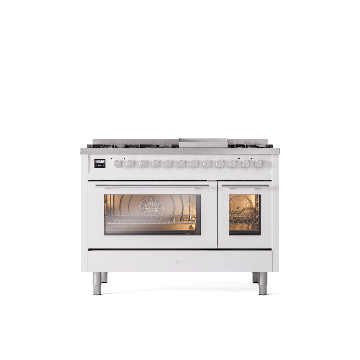 ILVE 48Inch Professional Plus II Freestanding Dual Fuel Range with 8 Sealed Burner - UP48FWMP