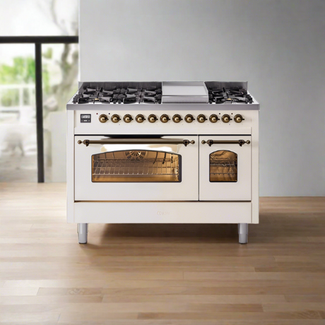 ILVE 48" Nostalgie II Series Freestanding Double Oven Dual Fuel Range