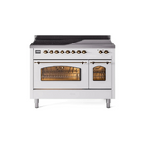 ILVE 48" Nostalgie II Series Freestanding Electric Double Oven Range with 8 Elements, Triple Glass Cool Door, Convection Oven, TFT Oven Control Display and Child Lock - UPI486NMP