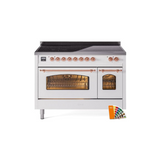 ILVE 48" Nostalgie II Series Freestanding Electric Double Oven Range with 8 Elements, Triple Glass Cool Door, Convection Oven, TFT Oven Control Display and Child Lock - UPI486NMP