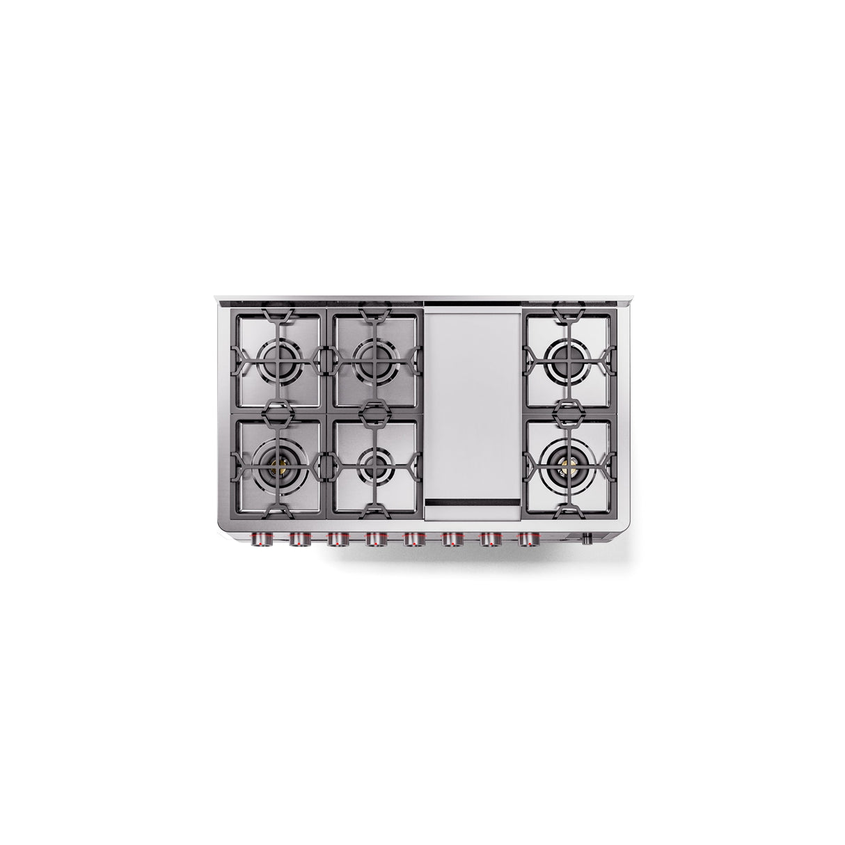 ILVE 48" Panoramagic Series Freestanding Double Oven Dual Fuel Range with 8 Sealed Burners and Griddle - UPM12FDS3SS
