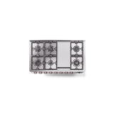 ILVE 48" Panoramagic Series Freestanding Double Oven Dual Fuel Range with 8 Sealed Burners and Griddle - UPM12FDS3SS