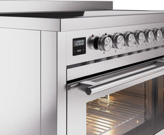 ILVE 48" Professional Plus II Series Freestanding Electric Double Oven Range with 8 Elements, Triple Glass Cool Door, Convection Oven, TFT Oven Control Display and Child Lock UPI486WMP