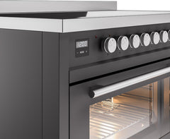 ILVE 48" Professional Plus II Series Freestanding Electric Double Oven Range with 8 Elements, Triple Glass Cool Door, Convection Oven, TFT Oven Control Display and Child Lock UPI486WMP